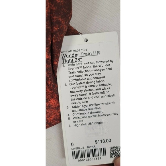 NWT Lululemon Wunder Train High Rise Tight 28" In Denim Wash Print Size 0 - Picture 11 of 12